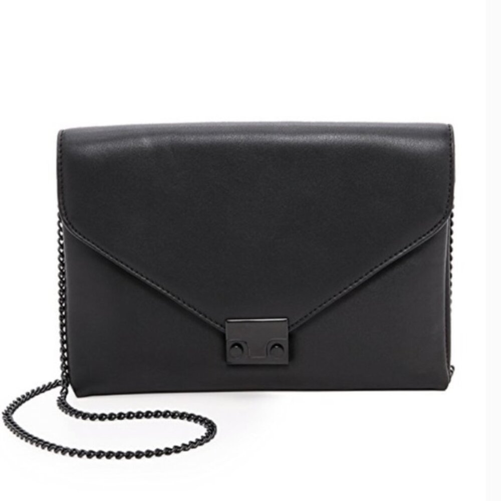 Loeffler Randall Envelope Clutch Turn-Lock Purse Black
